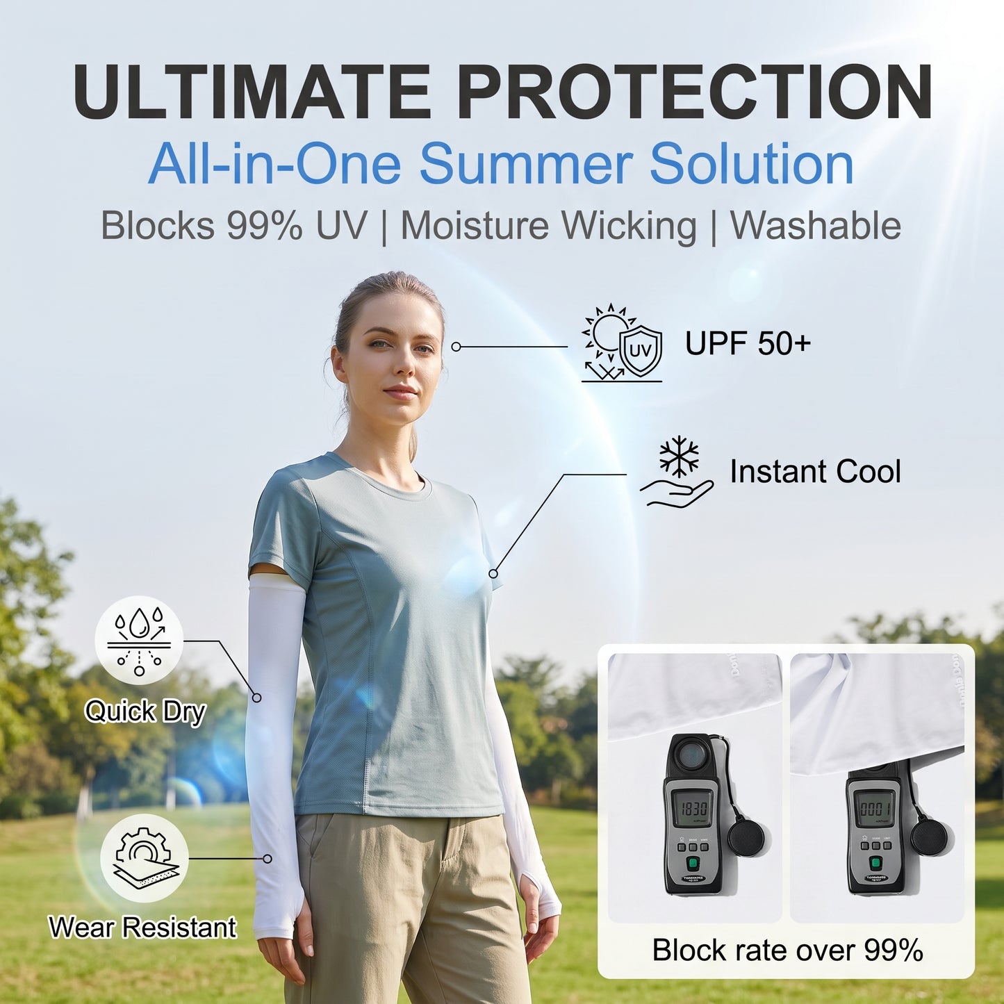 🧊50%off🧊2026 New Loose Oversized Ice Silk Sun Protection Arm Sleeves, Thin UV Protection Cooling Sleeves for Summer