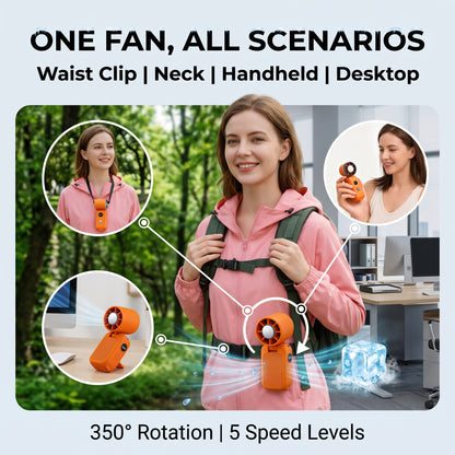 ✨Buy 1 Get 1 Free🧊5-in-1 Semiconductor Cooling Fan | Portable Handheld Ice Compress Fan | USB Rechargeable Folding Waist Clip & Neck Fan with Smart LED Display & Multi-Speeds