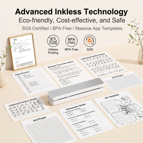 🔥50%off🔥Inkless Portable A4 Thermal Printer | Wireless Bluetooth Mobile Printer for Homework, Contracts & Study Notes | 2-in-1 Dual Width Support (A4 & 110mm) | BPA-Free Eco-Friendly Pocket Printer