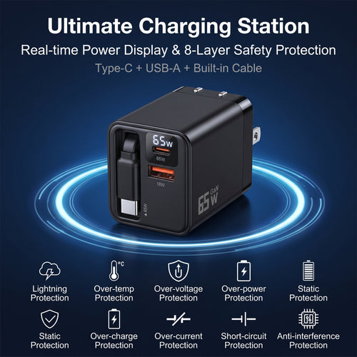 ✨Buy 1 Get 1 Free✨65W fast charging retractable cable charger head