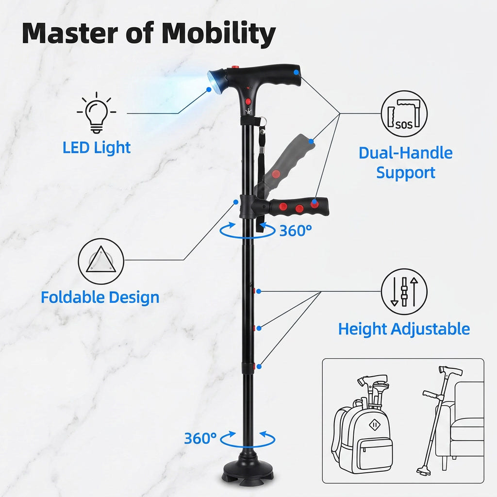 🦯 Multifunction Folding Walking Cane