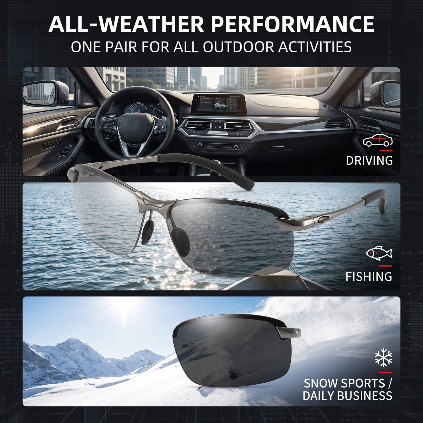 🔥2026 HOT SALE💥Smart zoom reading glasses & photochromic sunglasses with anti-glare polarized lenses