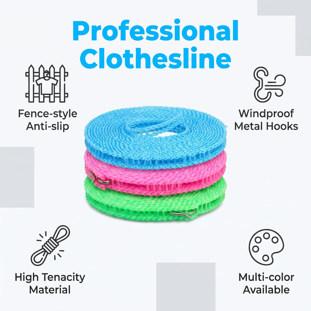 🔥 Buy 1 Get 1 Free🔥Windproof Heavy Duty Clothesline That Keeps Clothes Secure In Strong Winds
