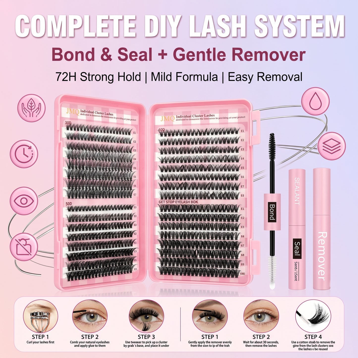 ✨50%off✨Salon-Quality At-Home Lash Clusters Set - Spiky Wispy Mega Volume Lashes (30D/50D/80D/100D) | Reusable & Waterproof