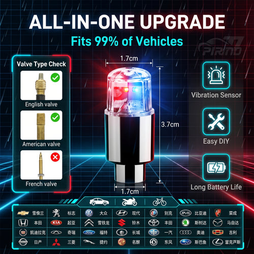 ✨50%off✨Motion-Activated LED Wheel Lights | Waterproof Valve Stem Caps for Car, Motorcycle & Bike (4 Colors, Pack of 4)