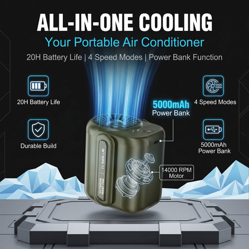 🧊50%off🧊Heavy-Duty 360° Waist Fan | 14,000 RPM Portable Turbo Clip-on Fan & 5000mAh Power Bank | Waterproof, Drop-Proof for Outdoor Work, Construction & Hiking