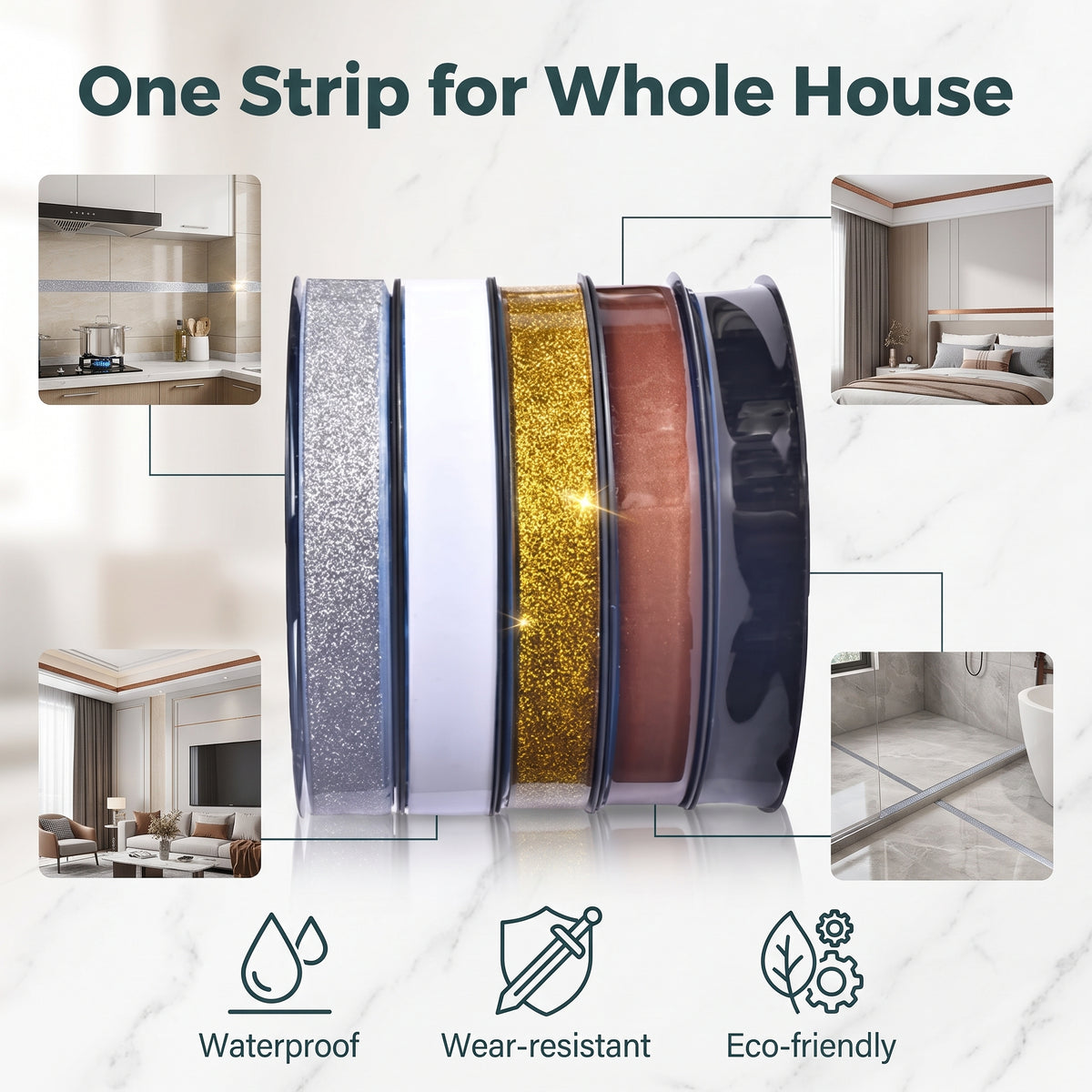 💕Buy 1 Get 1 Free🔥🛠6/12m Ceramic Tile Gap Mildewproof Waterproof Self-Adhesive Caulk Strip