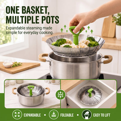 🔥First 50 customers enjoy 50% off🔥Adjustable Foldable Stainless Steel Steamer Basket