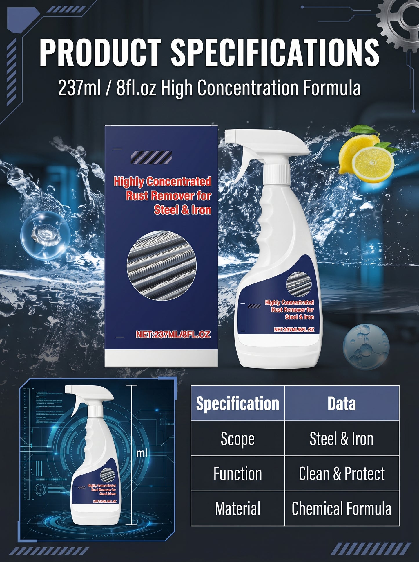 💥LIMITED-TIME 50% OFF!🔥 Highly concentrated rust remover for steel & iron