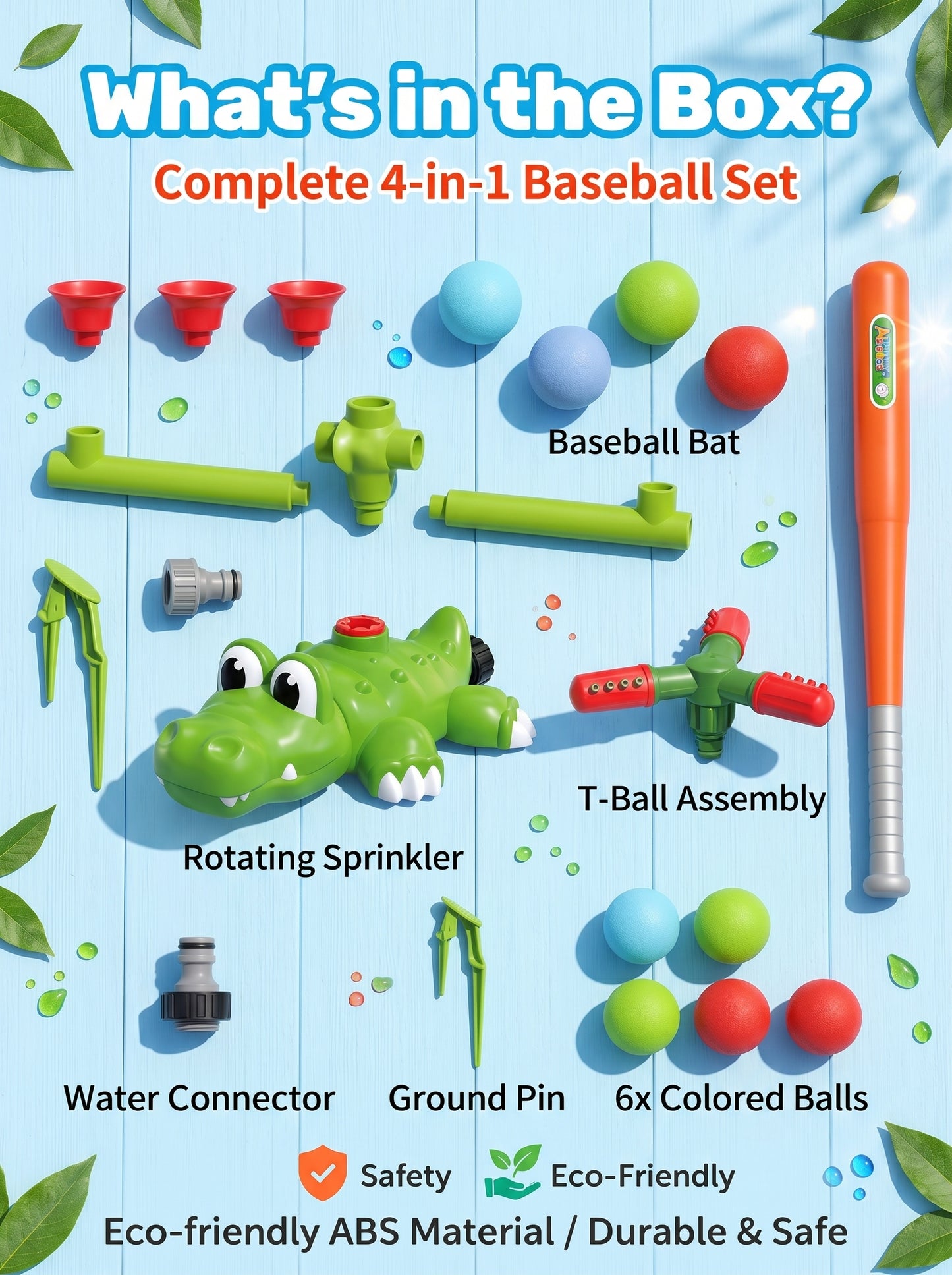 🔥50%off   Kids Baseball Launch Rocket Sprinkler Outdoor Lawn Water Toy
