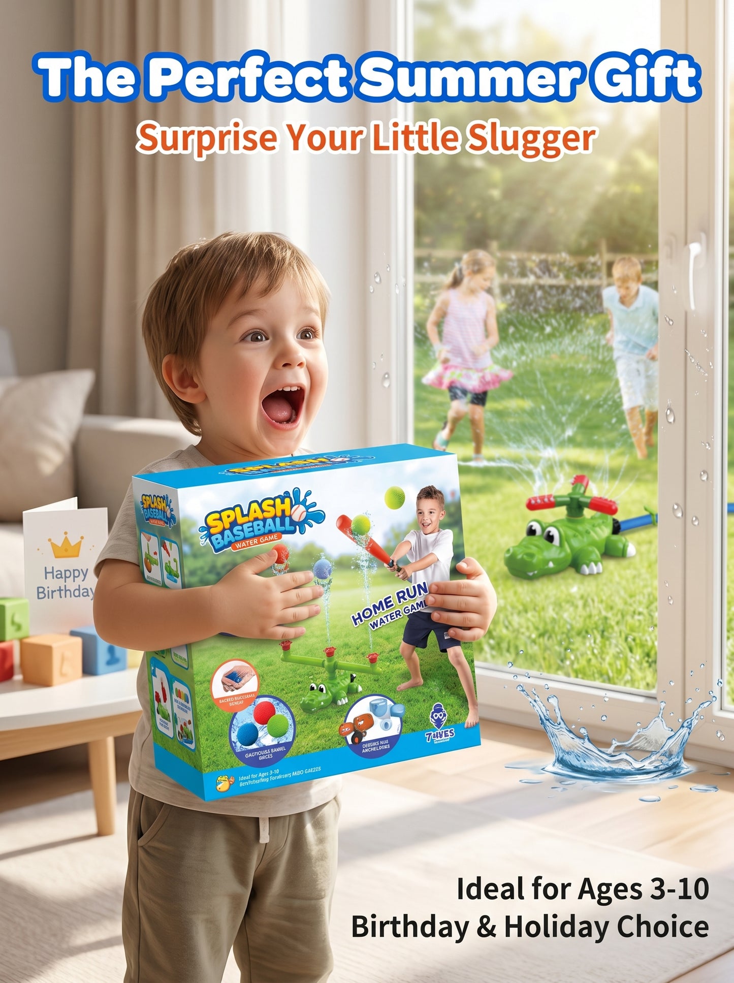 🔥50%off   Kids Baseball Launch Rocket Sprinkler Outdoor Lawn Water Toy
