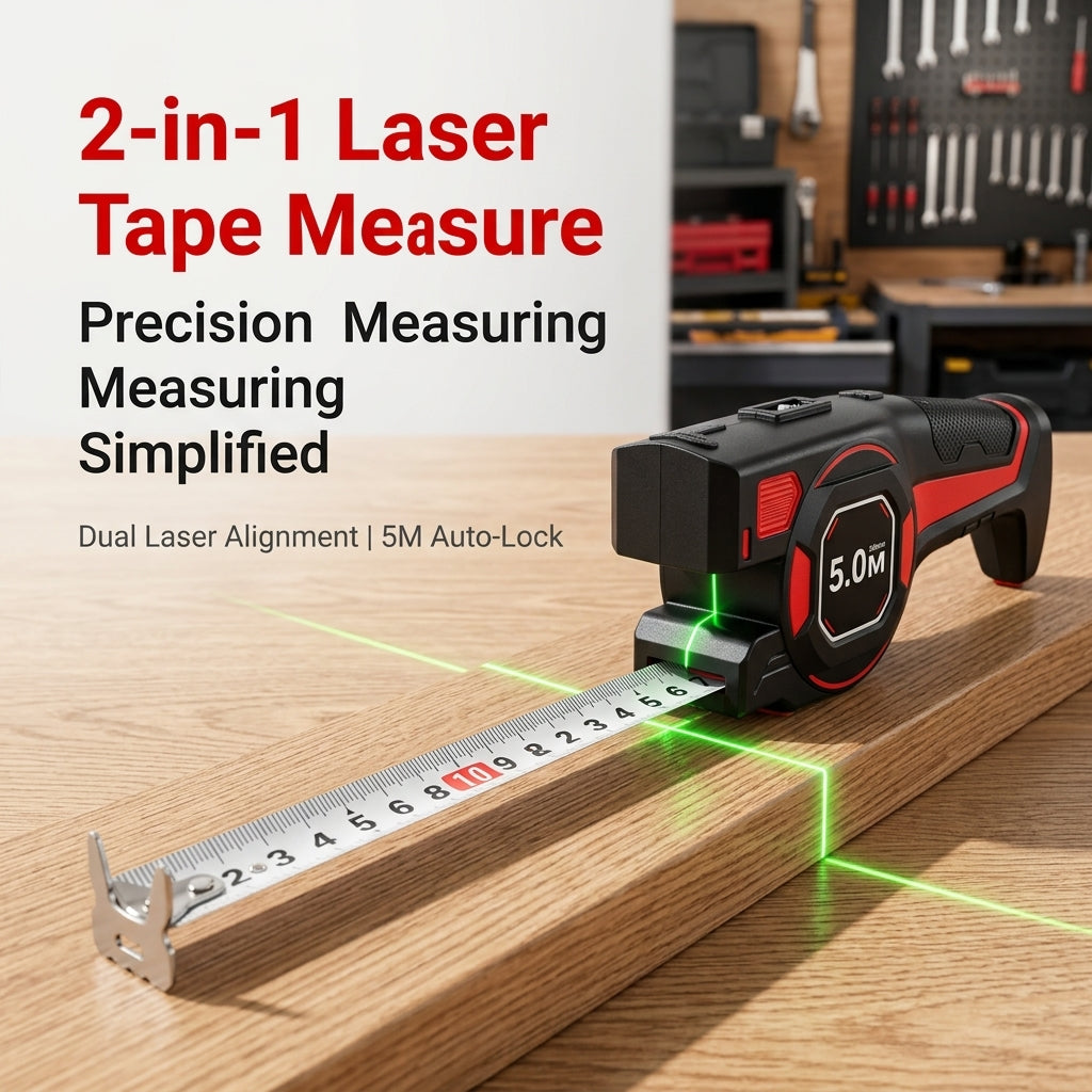📏2-in-1 Tomahawk Rangefinder with Laser Measuring Tape