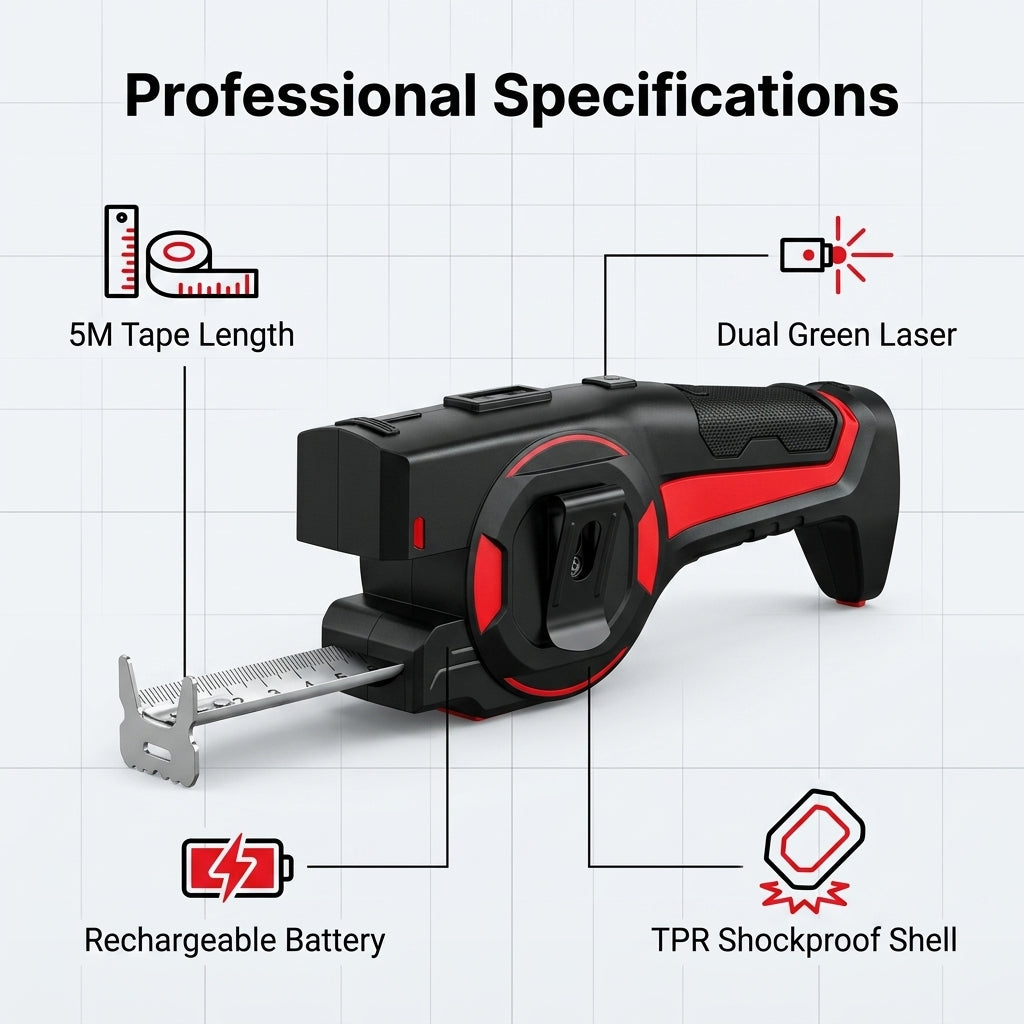 📏2-in-1 Tomahawk Rangefinder with Laser Measuring Tape
