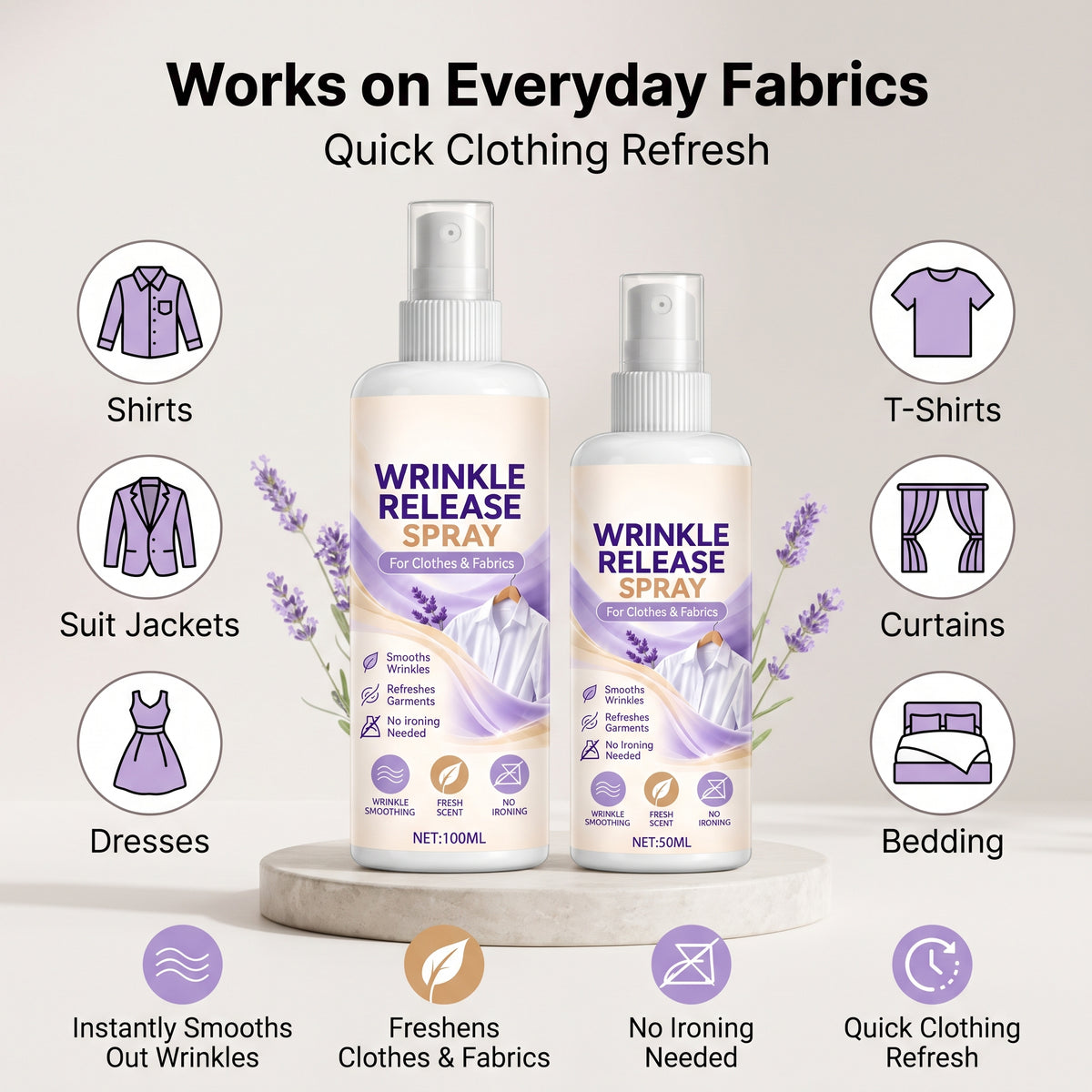 💕Buy 1 Get 1 Free🎁👗Clothing Wrinkle Release Spray No Ironing Clothing Remover Spray