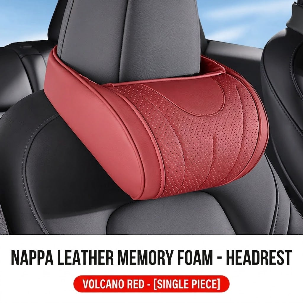 🔥50% OFF🎉Luxury Nappa Leather Car Neck Pillow – Premium Comfort & Support