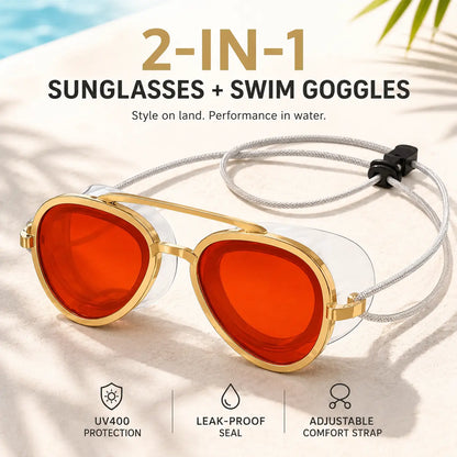 🎣Summer Promotion🏖️2-in-1 Polarized Swim Goggles & Sunglasses(2-pack)🥽