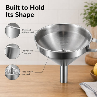 🔥50%OFF🍳 Food-grade 304 stainless steel thickened kitchen funnel with 304 filter screen(2-pack)