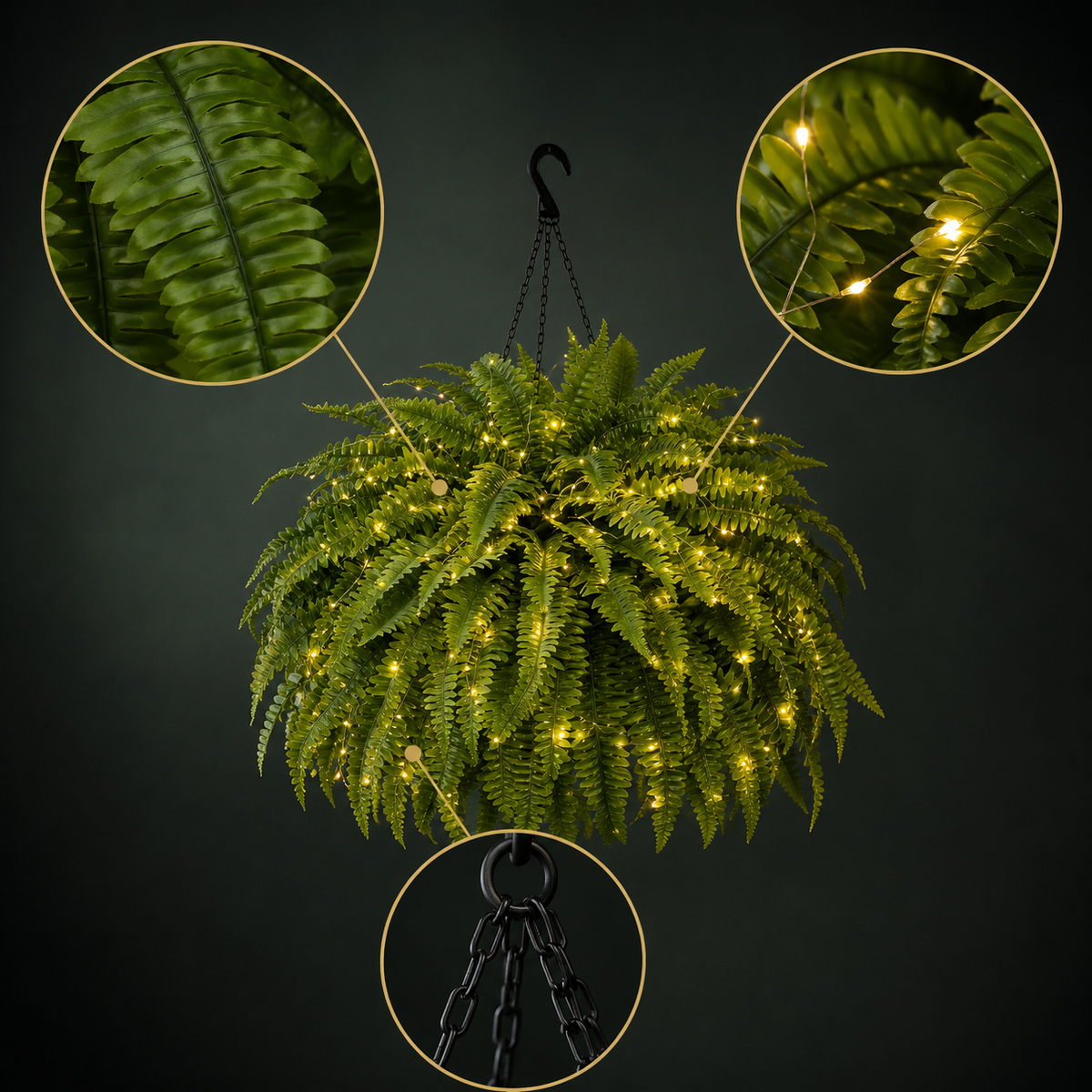 🌿✨ Glowing Boston Ferns with Lights – Zero Watering, Zero Maintenance