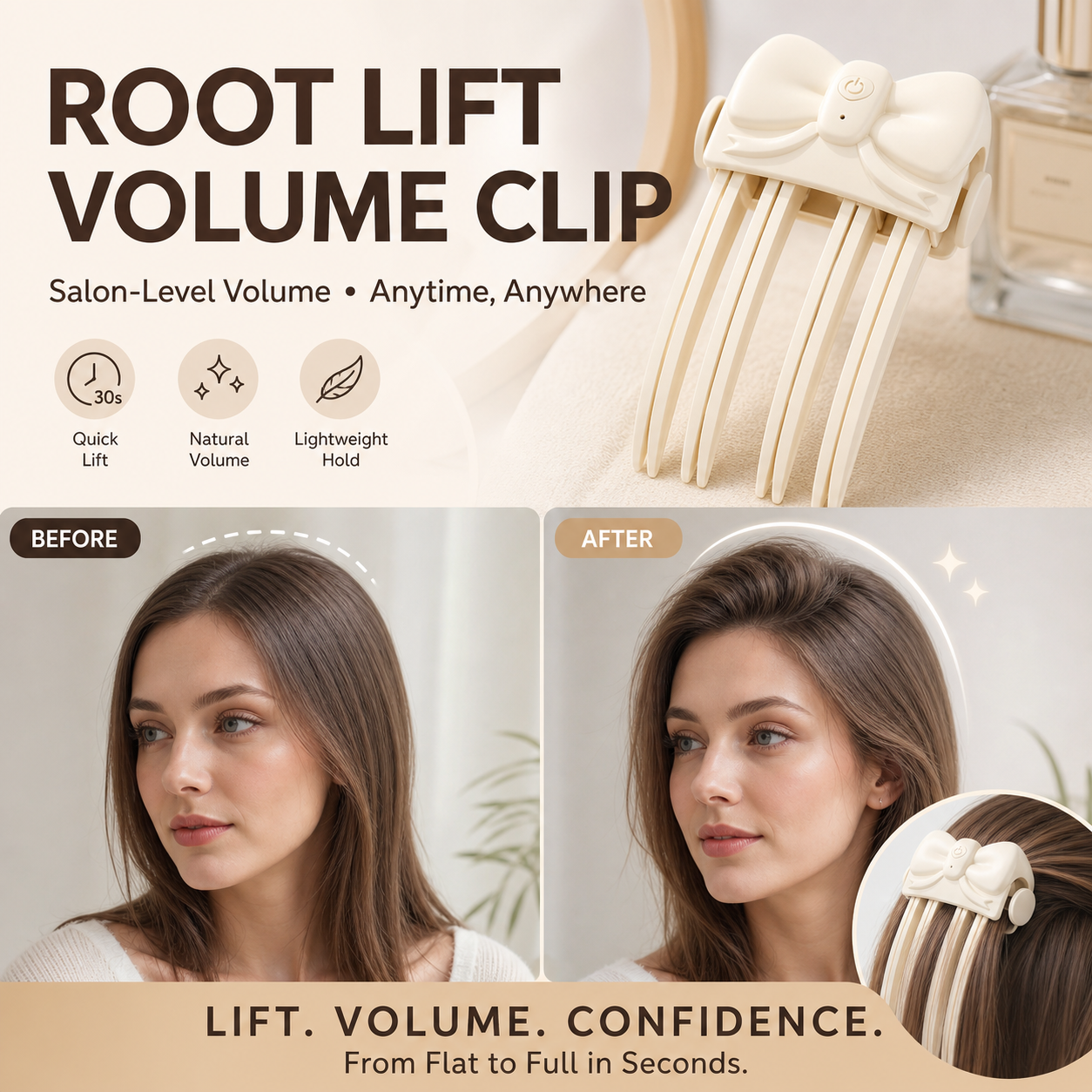 📢📢50% OFF !! ⏰Draadloze verwarmde volumeclip voor de haaraanzet - Stylingtool voor volume in de salon, speciaal voor fijn, futloos haar
