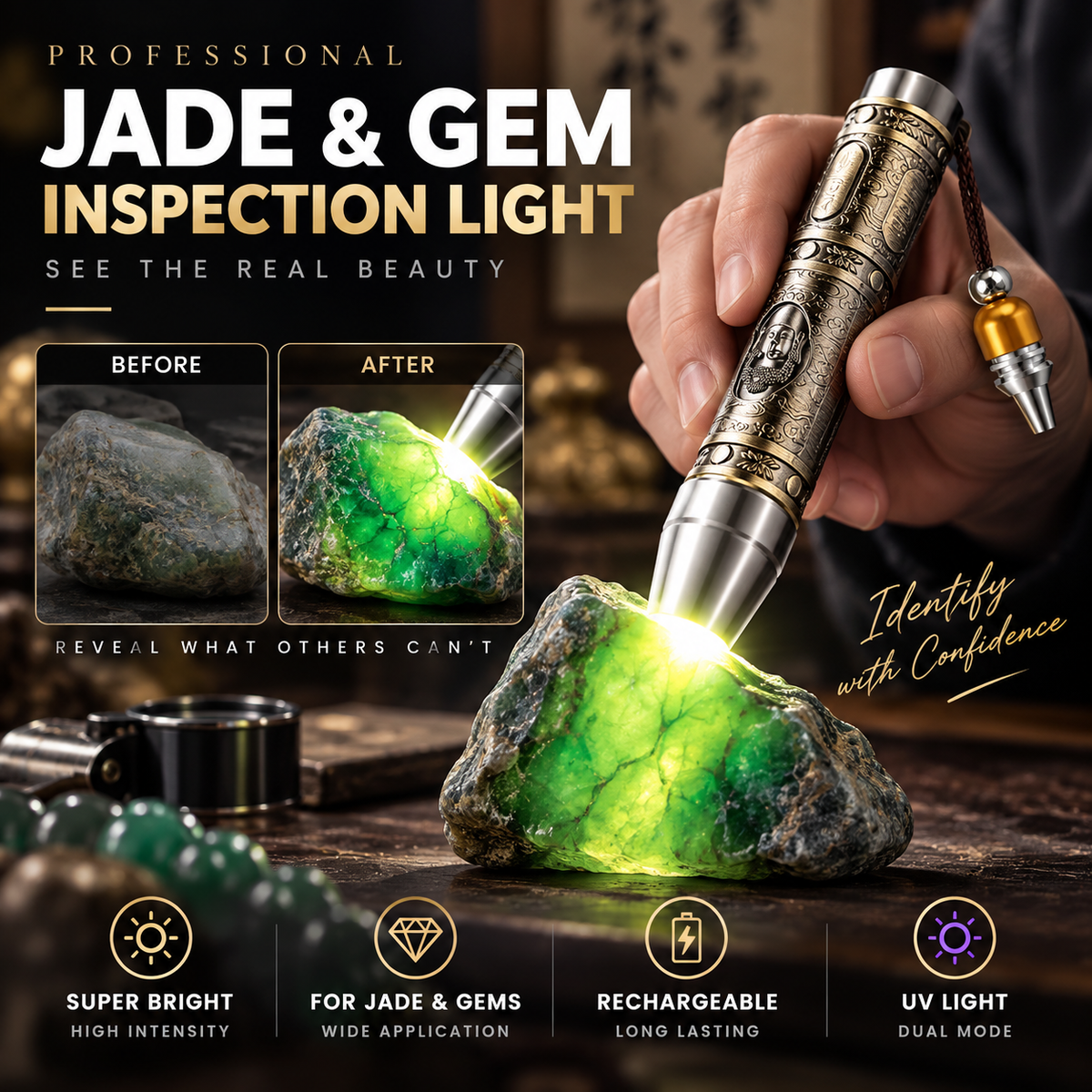 💰Get Rich Overnight💰Professional Multifunctional Gemstone Inspection Flashlight