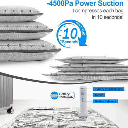 50% off 🔥 Wireless travel vacuum compression storage bag set, reusable ~ Increases space by up to 80%