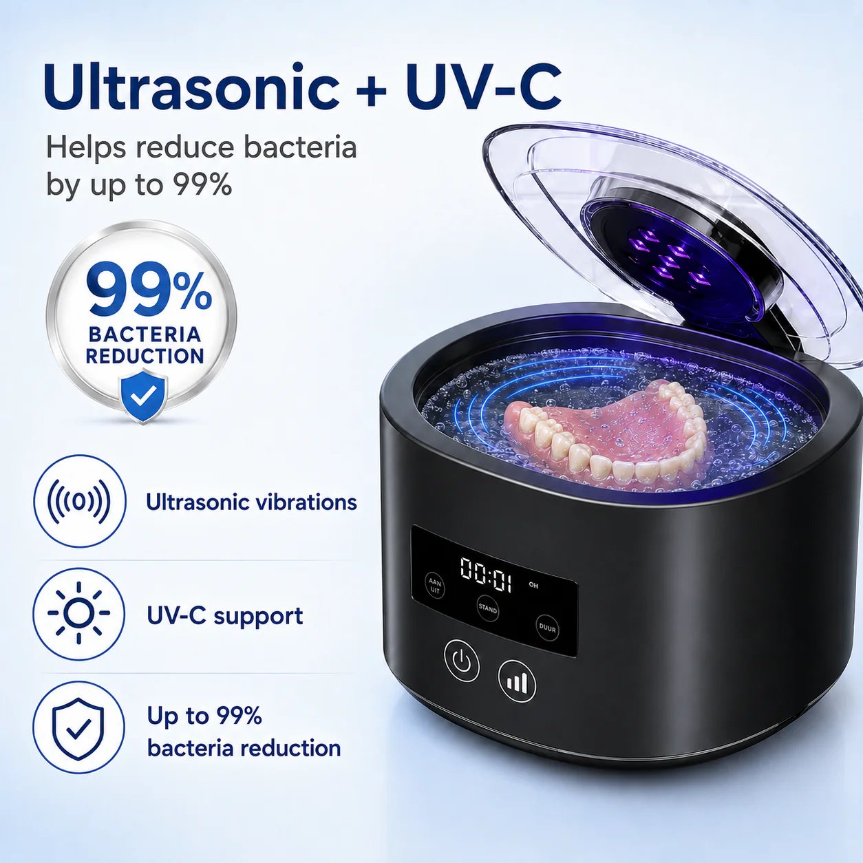 🔥HOT SALE🔥🦷 Denture Dome Ultrasonic UV-C Cleaner