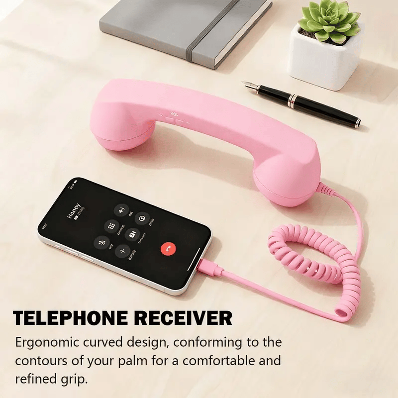 📞50% OFF NOW! Vintage Retro Telephone Handset – Wired Retro Phone Receiver for Smartphones, Ergonomic Curved Old-School Phone Handset, Cute Aesthetic Accessory & Unique Gift for Home & Desk