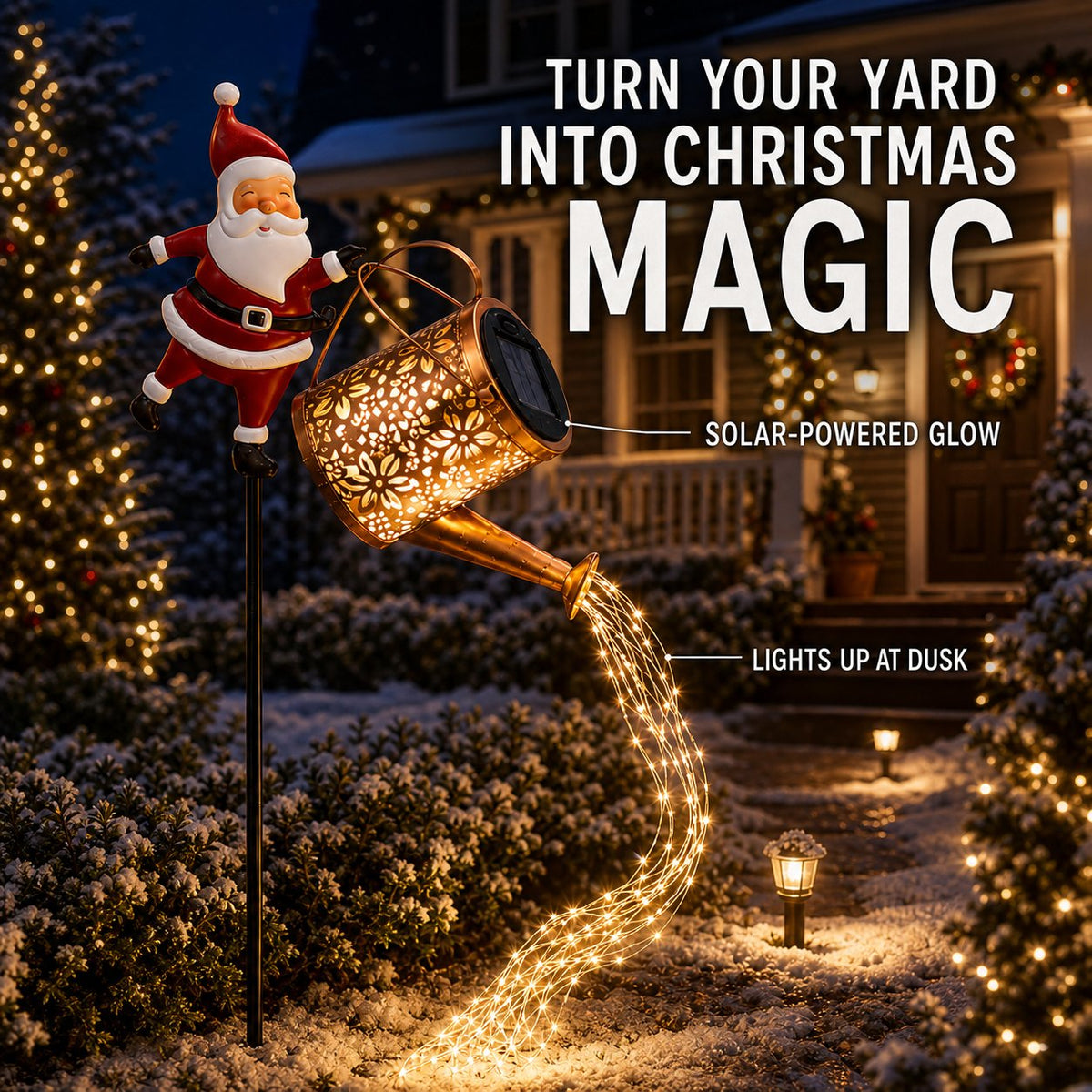 🎄🎅Santa Solar Watering Can Christmas Garden Light