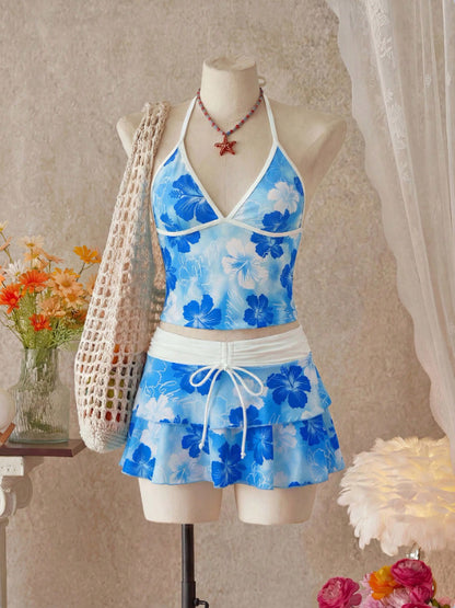 💞2026 HOT SALE💞Summer Beach Festival Print Halter Bikini Set