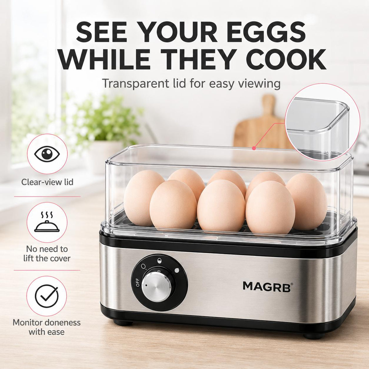🔥Early Black Friday-Multifunctional Egg Steamer with Clear Lid