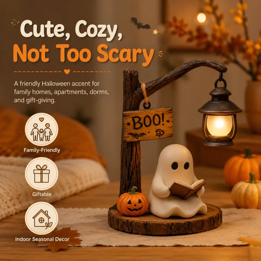 🎃 LIMITED-TIME-Lighted Boo Ghost Reading Tabletop Decor