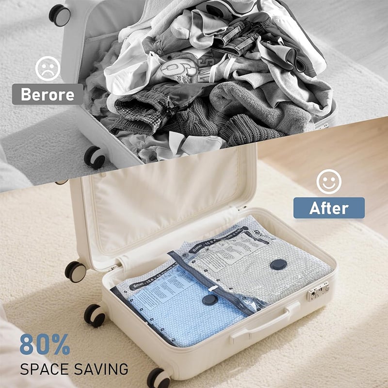 50% off 🔥 Wireless travel vacuum compression storage bag set, reusable ~ Increases space by up to 80%