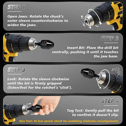 🔧 50% OFF NOW! 3-jaw chuck for electric screwdrivers and drills – keyless, quick-change & compatible with round and hexagonal shanks – perfect for hobby, renovation and precision work 🛠️✨