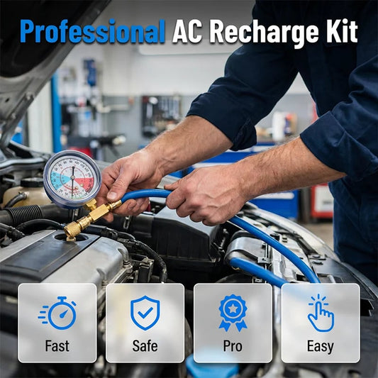 🎯 ! R134a AC Hose with Precision Gauge  📊🚛   Easy-to-Read Dial, Professional Grade