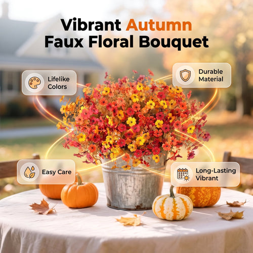 🍂🧡Artificial Autumn Violet Silk Flower Bouquet