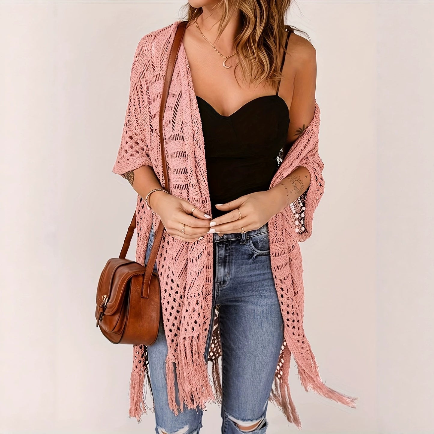 🔥New Year Sale🔥Sunscreen knitted tassel bikini cover-up