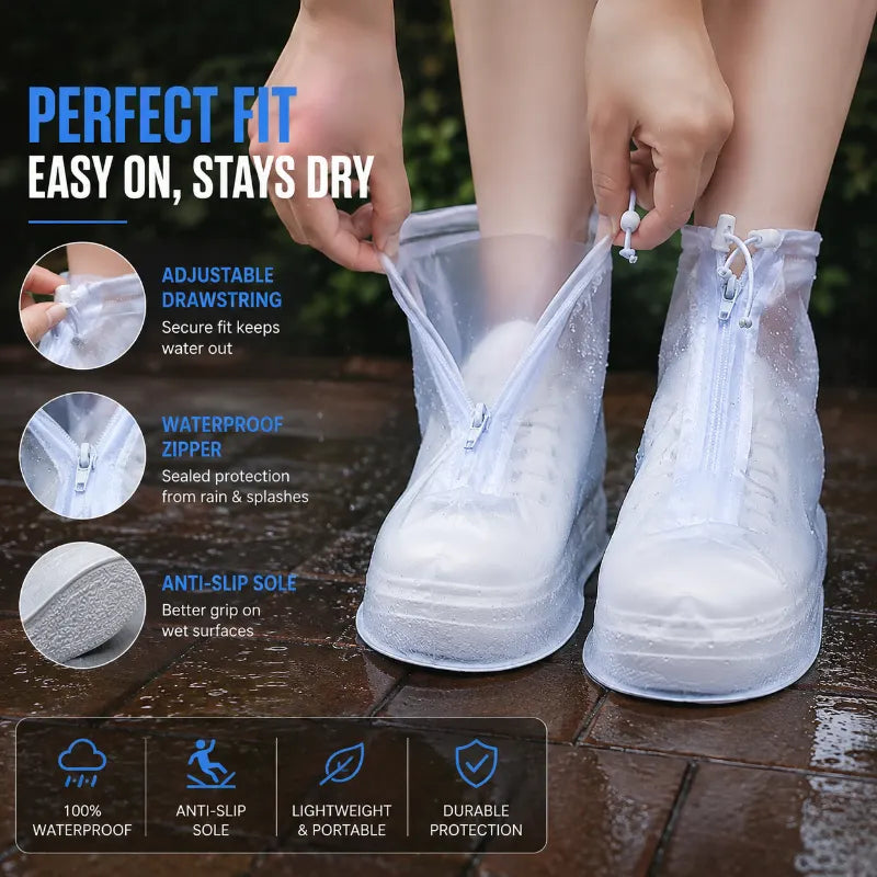 🌦️Waterproof Shoe Covers with Zipper & Adjustable Drawstring