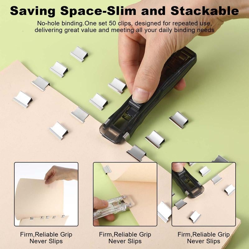 🔥50% OFF✨Portable Binder Clip Stapler - Includes 50 reusable clips