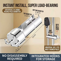 Tool‑Free Shower Slider with Hook (Polished Silver)