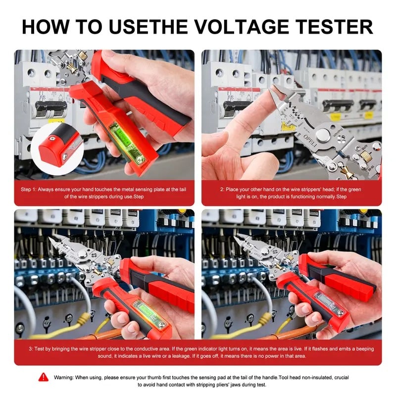💥New products in 2026🔥16-in-1 Wire Stripping Pliers, Rechargeable Wire Strippers Tool with Voltage Tester&Alarms, Detectable 12-250V, Heavy-Duty Electrical Pliers&Wire Cutters