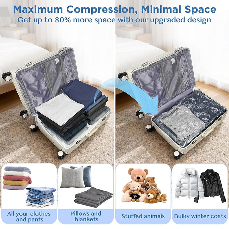 50% off 🔥 Wireless travel vacuum compression storage bag set, reusable ~ Increases space by up to 80%
