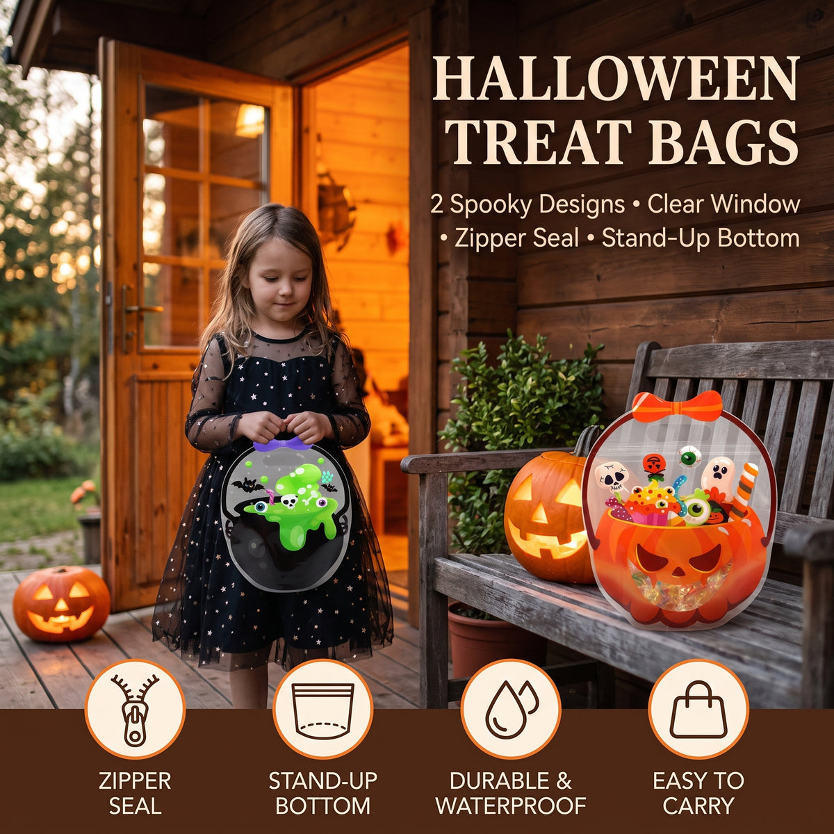🎃 2026 Halloween Early Deal! 🎉Halloween Goodie Bags 🧡 Pumpkin & Cauldron Treat Bags