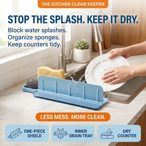 💧50%OFF💧Foldable Kitchen Sink Splash Guard ABS+TPE Water Splash Blocker