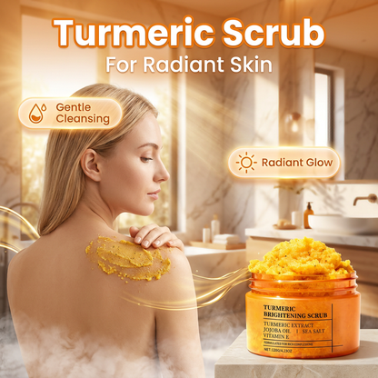 ✨Turmeric Brightening Body Scrub – Natural turmeric, jojoba oil & sea salt. Gently exfoliates dull skin – reveals radiant🧖‍♀️💛
