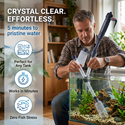 🐠50% OFF NOW! Electric Aquarium Gravel Cleaner – Powerful Suction Fish Tank Vacuum Siphon, Easy Gravel Cleaning & Water Changing, Automatic Aquarium Maintenance Tool