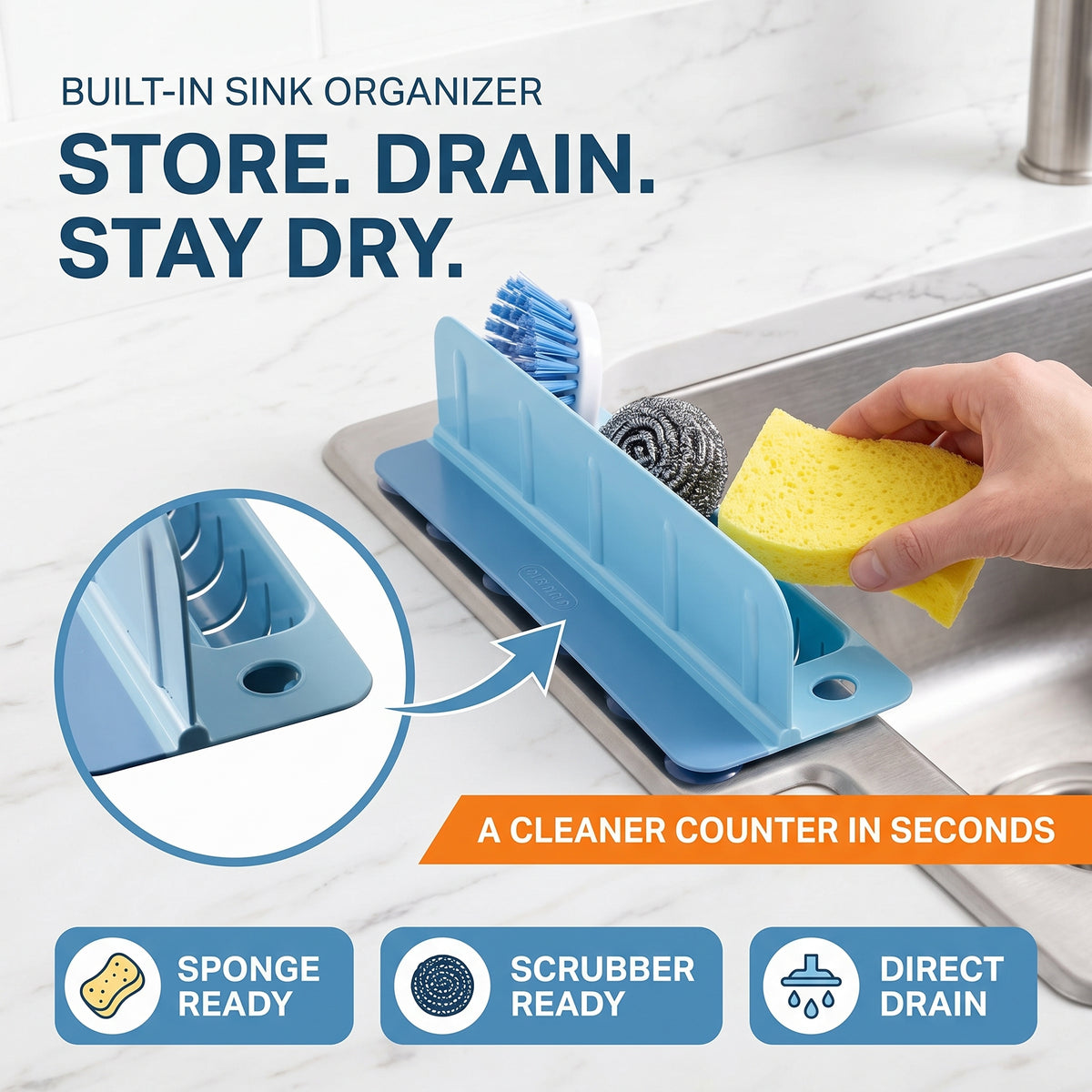 💧50%OFF💧Foldable Kitchen Sink Splash Guard ABS+TPE Water Splash Blocker