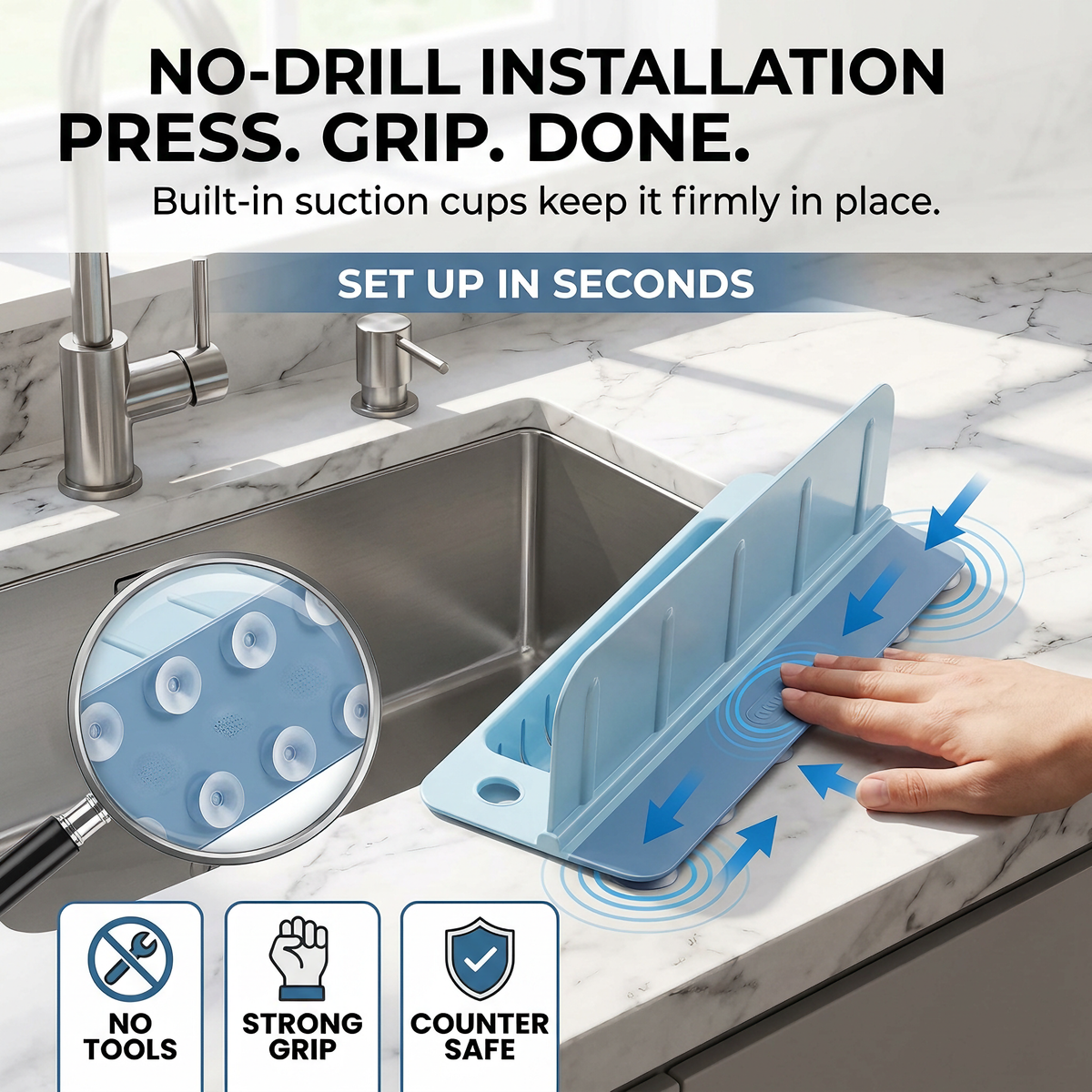 💧50%OFF💧Foldable Kitchen Sink Splash Guard ABS+TPE Water Splash Blocker