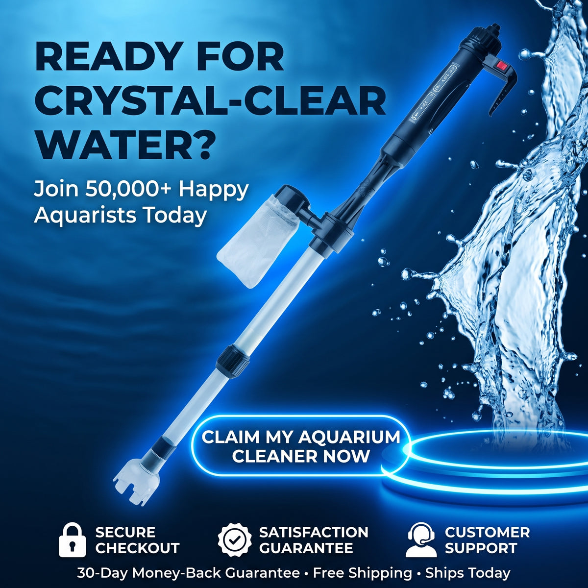 🐠50% OFF NOW! Electric Aquarium Gravel Cleaner – Powerful Suction Fish Tank Vacuum Siphon, Easy Gravel Cleaning & Water Changing, Automatic Aquarium Maintenance Tool