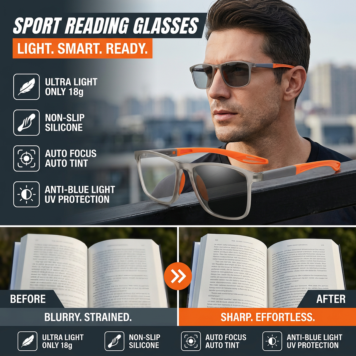 👓Buy 1 Free 1🔥 Photochromic Reading Glasses Smart Zoom Progressive Multifocal Lenses