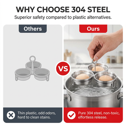 🎁50%OFF🍳3-in-1 Stainless Steel Egg Poacher-Poach, Steam, Bake,Poach, Steam, Bake